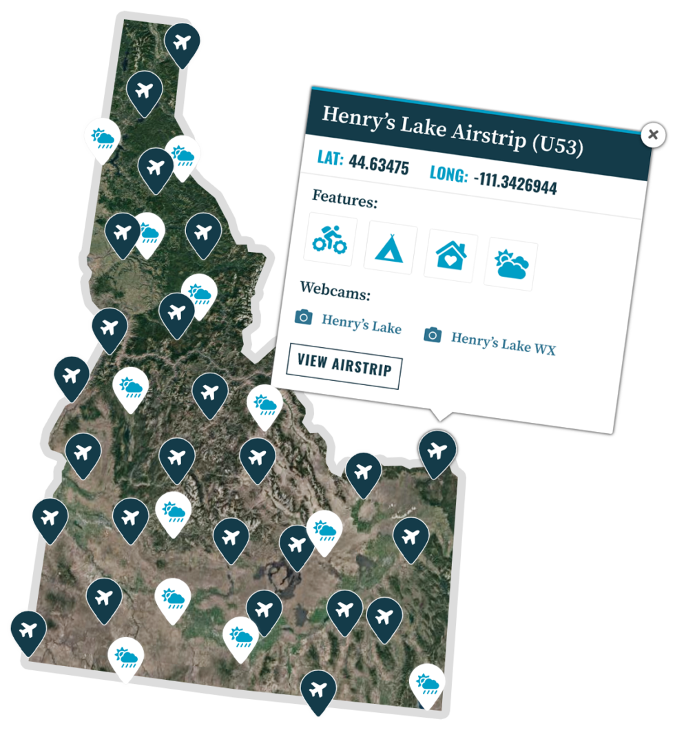 IAA Interactive Idaho Airstrip Map Idaho Aviation Association